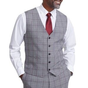 TAYION‎ Mens Classic fit Button-Up Suit Vest Size Small Black Red White E091445